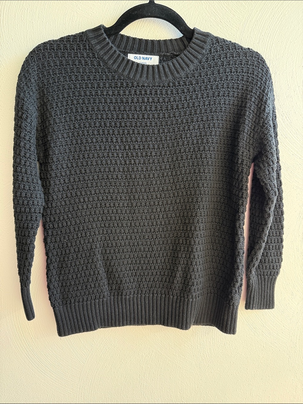 Old Navy Black Waffle-Knit Crew Sweater